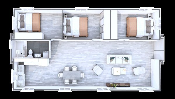 40ft basic model three-bedroom floor plan