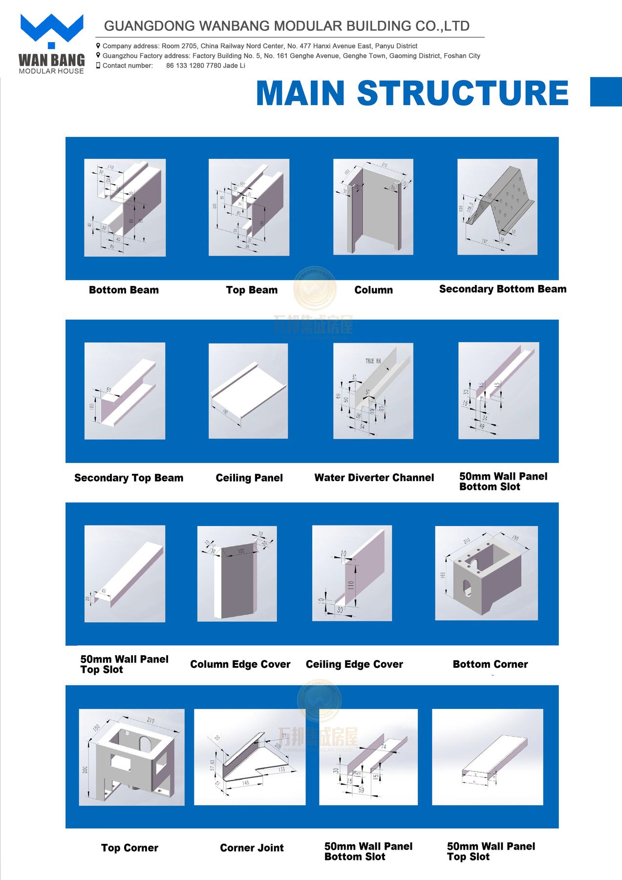 Flat-pack container main structure profiles in English