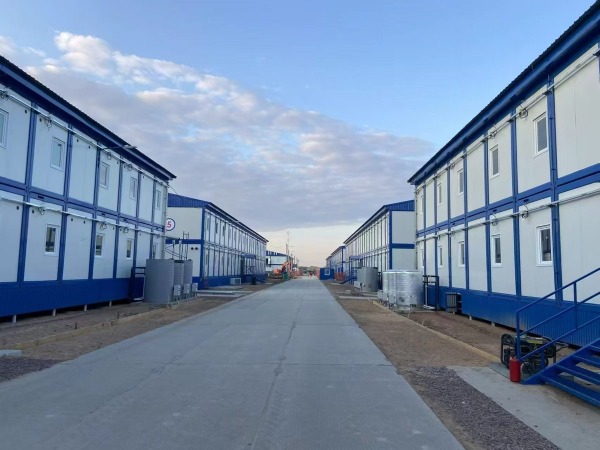 Modular container house workforce camp installed on a remote project site